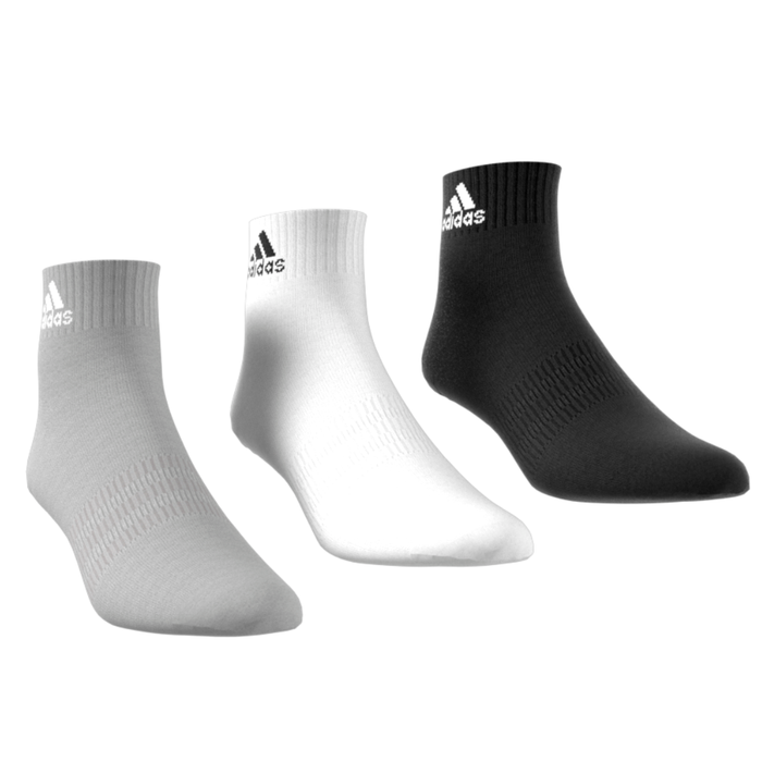 Adidas Thin and Light 3 Pairs Tennis Ankle Socks - Grey/Black/White