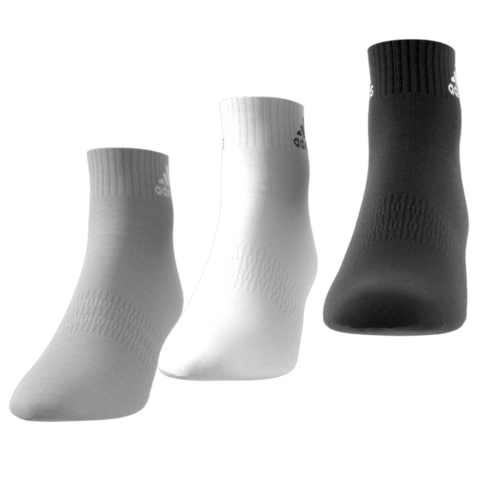 Adidas Thin and Light 3 Pairs Tennis Ankle Socks - Grey/Black/White