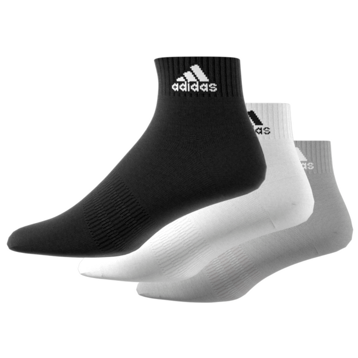 Adidas Thin and Light 3 Pairs Tennis Ankle Socks - Grey/Black/White