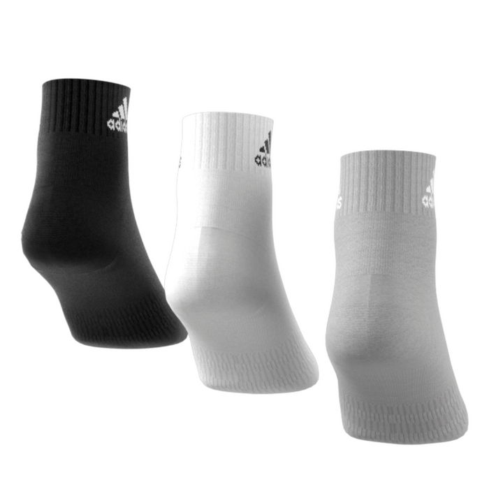 Adidas Thin and Light 3 Pairs Tennis Ankle Socks - Grey/Black/White