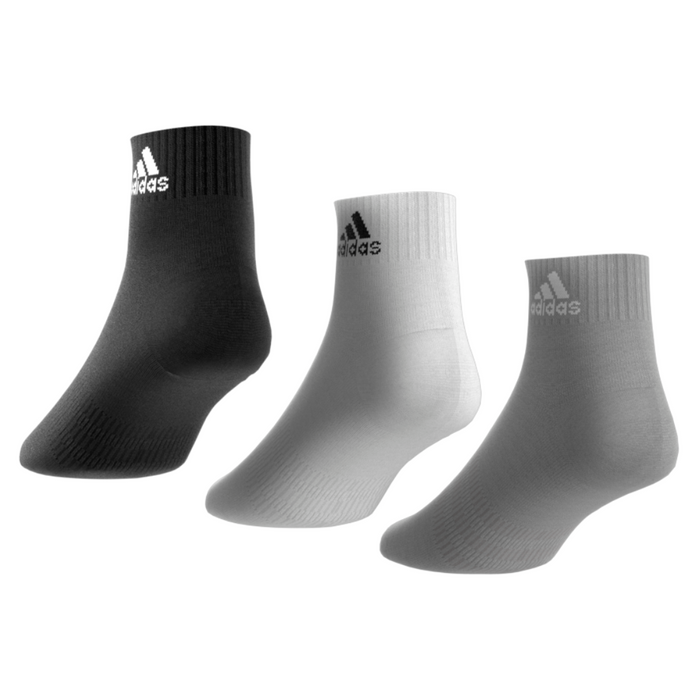 Adidas Thin and Light 3 Pairs Tennis Ankle Socks - Grey/Black/White