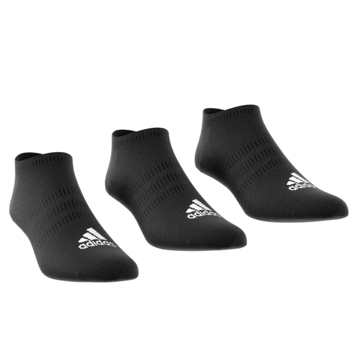 Adidas Thin and Light No-Show 3 Pairs Tennis Socks - Black/White