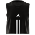Adidas Train Essentials Train Cotton Cropped 3 Stripes Tennis Tank Top - Black/White