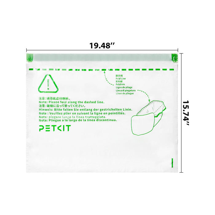 Trash bag size and dimensions shown to illustrate capacity and fit for waste bins