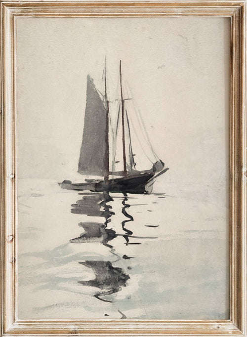 "Two-masted Schooner with Dory" Art Print_Sugar & Canvas_Winslow Homer