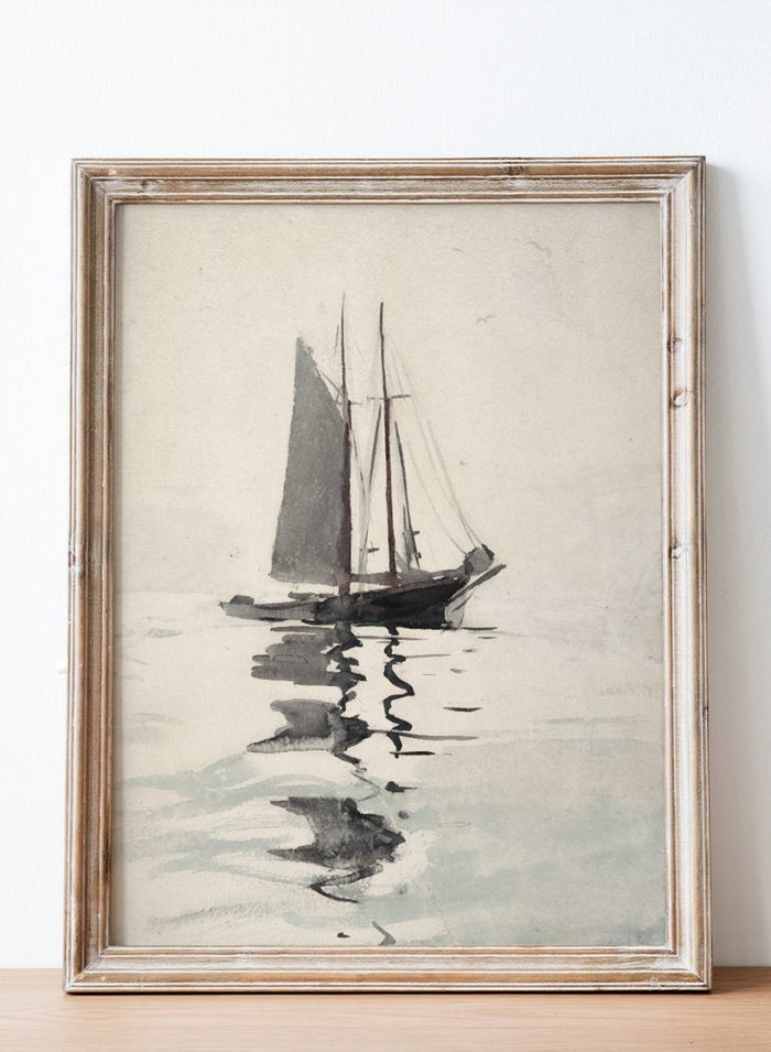"Two-masted Schooner with Dory" Art Print_Sugar & Canvas_Winslow Homer