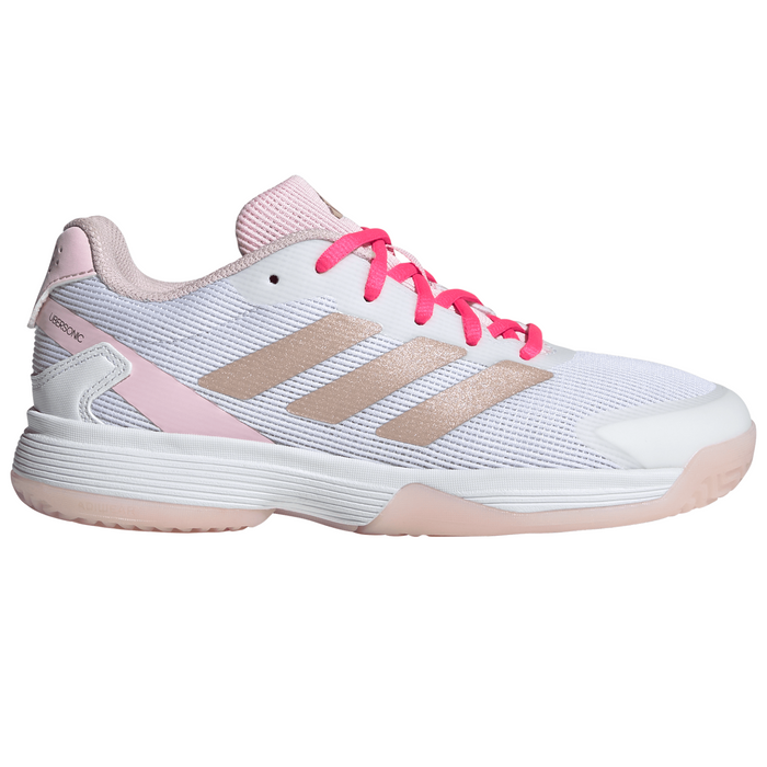Adidas Ubersonic Junior Tennis Shoes - Off White/Silver Metallic/Powder Plum