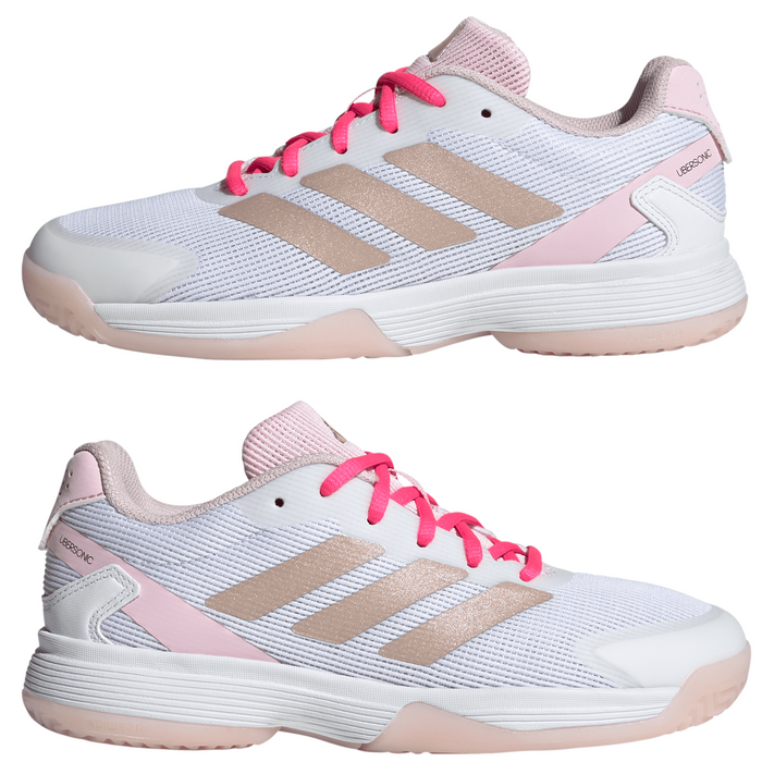 Adidas Ubersonic Junior Tennis Shoes - Off White/Silver Metallic/Powder Plum