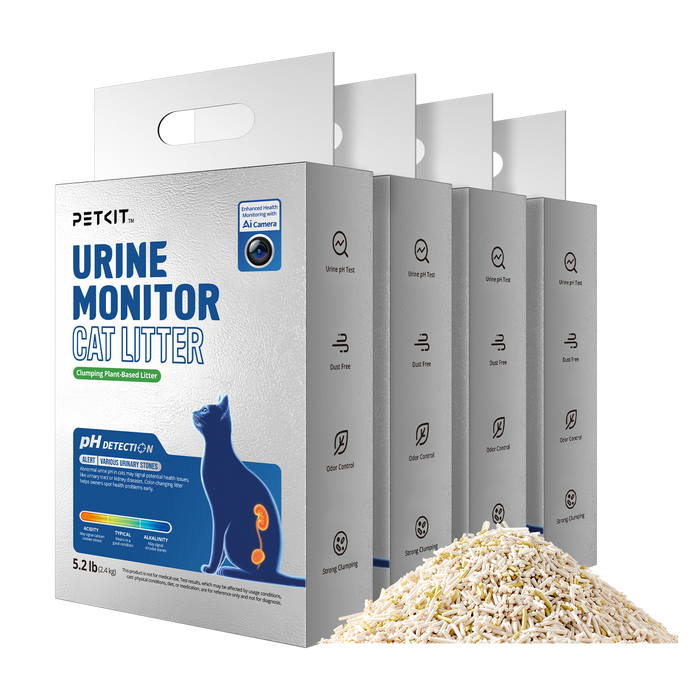 Urine Monitor Cat Litter 4 bags shown with granule texture, highlighting the appearance of the litter