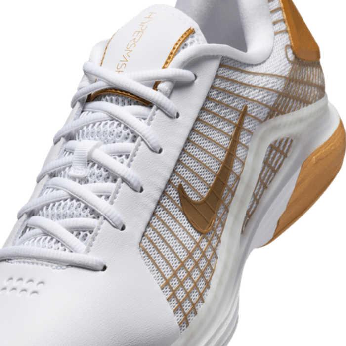 Nike Vapor 12 Hypersmash Hard Court Mens Tennis Shoes - White/Metallic Gold Pure Platinum