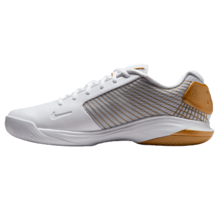 Nike Vapor 12 Hypersmash Hard Court Mens Tennis Shoes - White/Metallic Gold Pure Platinum