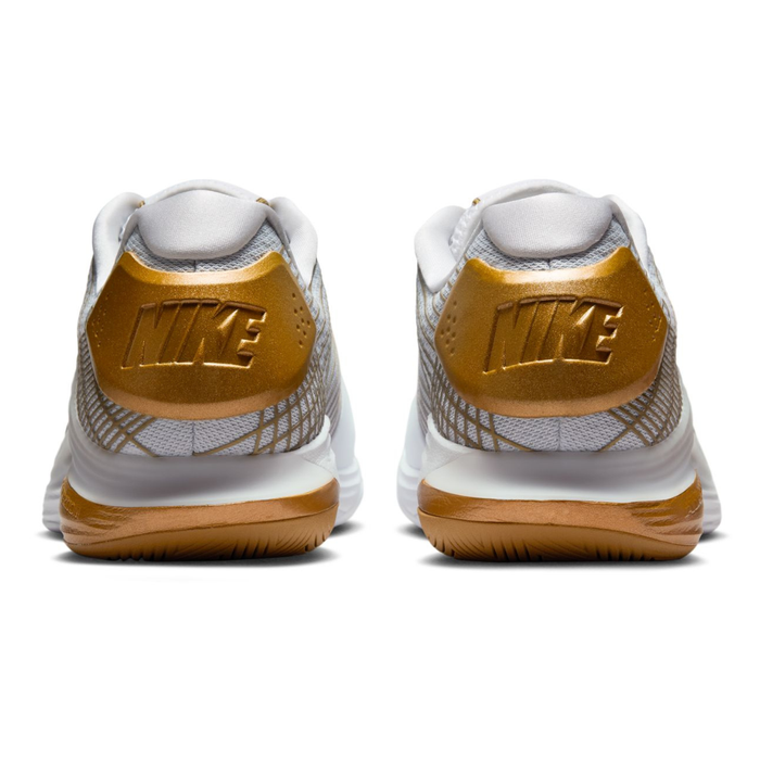 Nike Vapor 12 Hypersmash Hard Court Mens Tennis Shoes - White/Metallic Gold Pure Platinum