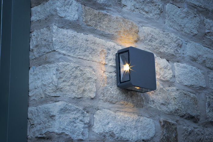 Weiss Outdoor 4 Light Wall Light Square Matt Grey Glass IP65 LED<br>Matt Grey