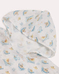 Whale Muslin Baby Poncho - White & Blue - Ocoza