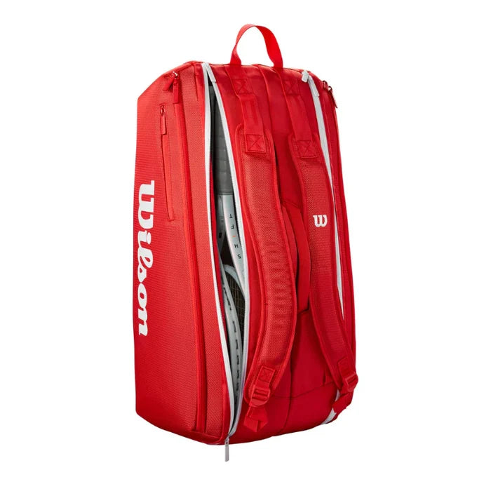 Wilson 2025 Super Tour 9 Racquet Tennis Bag - Red