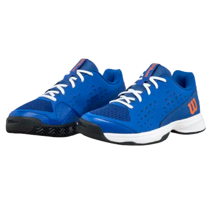 Wilson 2026 RUSH PRO L Junior Tennis Shoes - Deja Vu Blue / Orange Tiger / White
