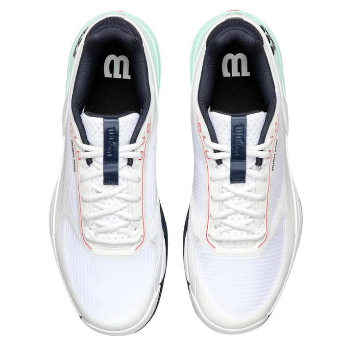 Wilson Rush Pro 5 Mens Tennis Shoes - White/Bay/Fiery Coral