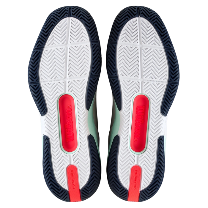 Wilson Rush Pro 5 Mens Tennis Shoes - White/Bay/Fiery Coral