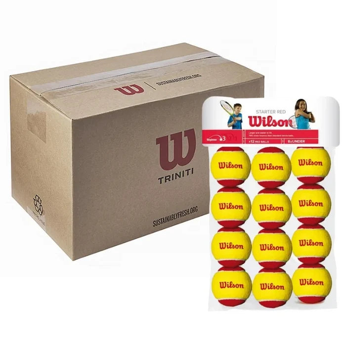 Wilson Starter Red Junior Tennis Ball Carton - 6 x 12-Ball Pack / 72 Balls