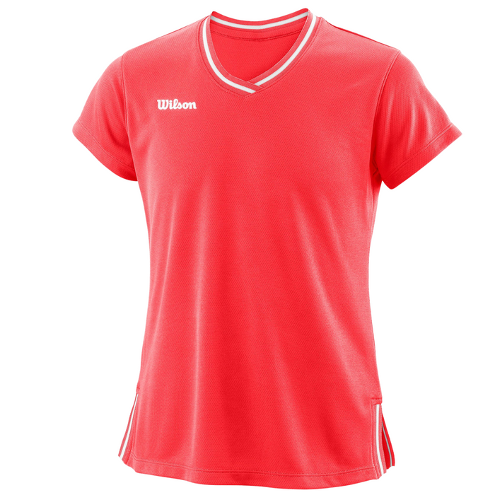 Wilson Team II Girls Tennis V-Neck - Fiery Coral