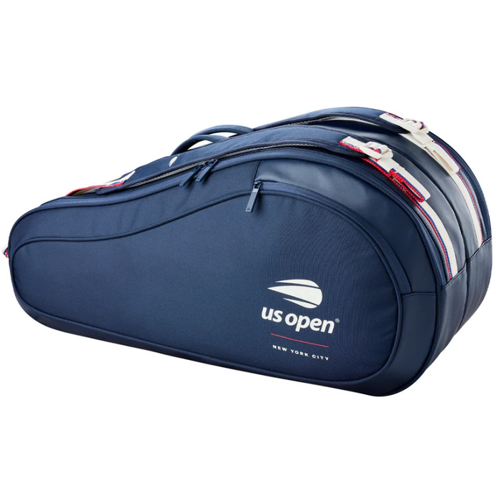 Wilson US Open 2026 6 Pack Tennis Racquet Bag - White/Navy Blue