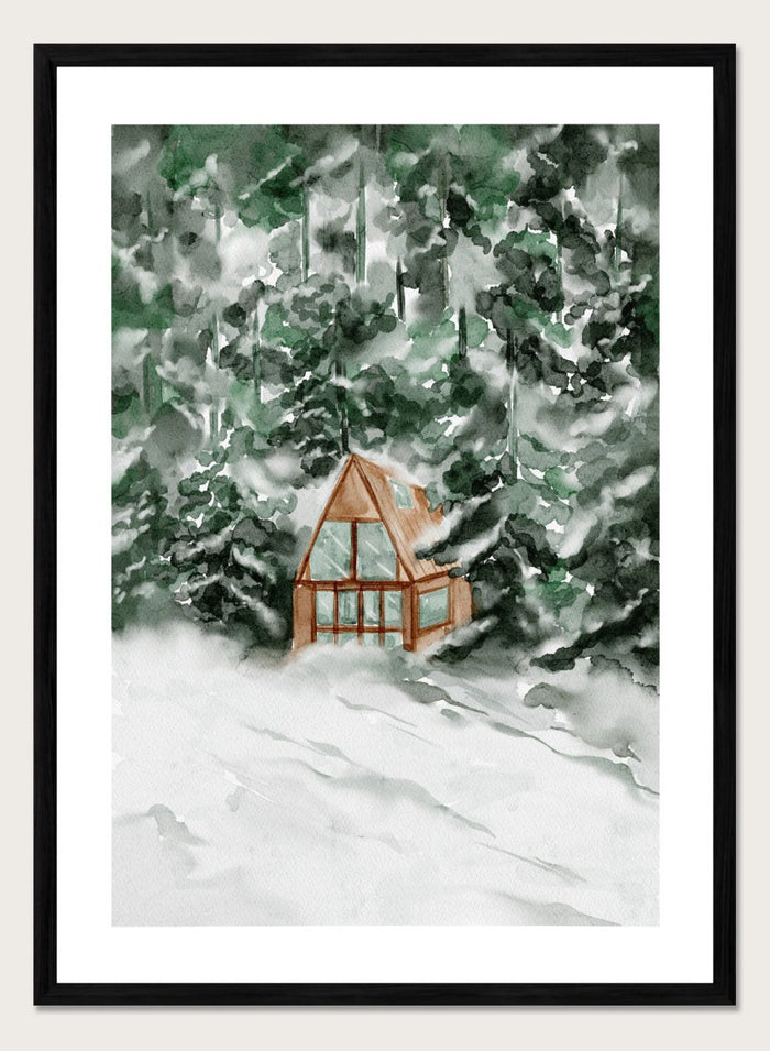 "Winter Cottage House" Art Print_Sugar & Canvas_Sugar & Canvas