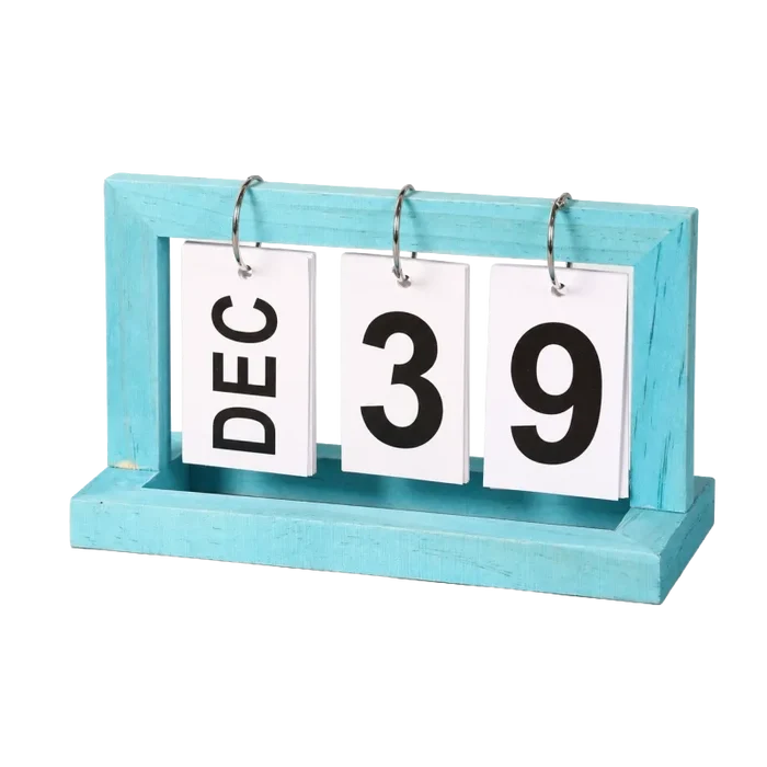 Wooden Perpetual Calendar Block (Blue)