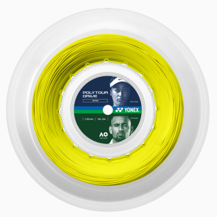 Yonex Poly Tour Drive Spin 1.25/16L 200m String Reel - Flash Yellow