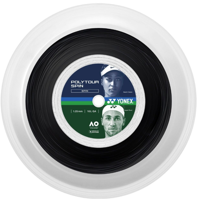 Yonex Poly Tour Spin 1.25/16L 200m Coil String Reel - Black
