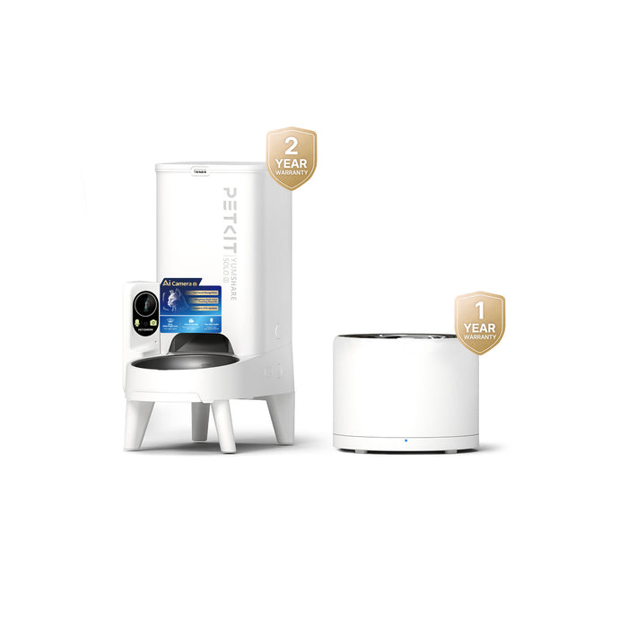 YumShare Solo 2 smart pet feeder paired with EverSweet 3 Pro (UVC) Pet Water Fountain