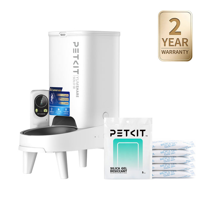 PETKIT YumShare Solo 2 automatic cat feeder, automatic dispenser bundled with desiccant packs for food freshness