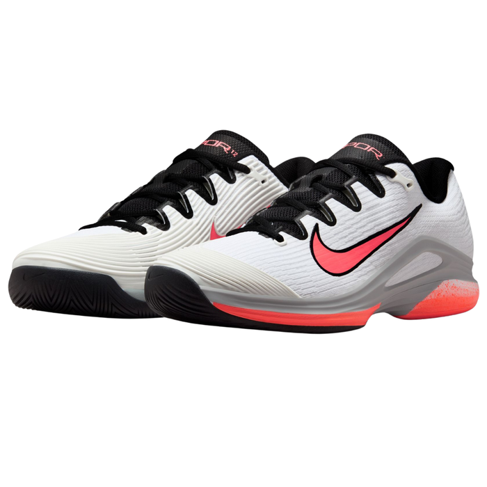 Nike Zoom Vapor 12 Hard Court Mens Tennis Shoes - White/Hot Lava Wolf Grey